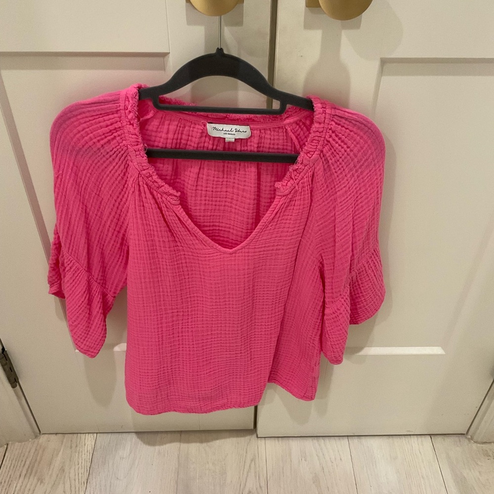 Michael Stars Fuchsia Textured Blouse